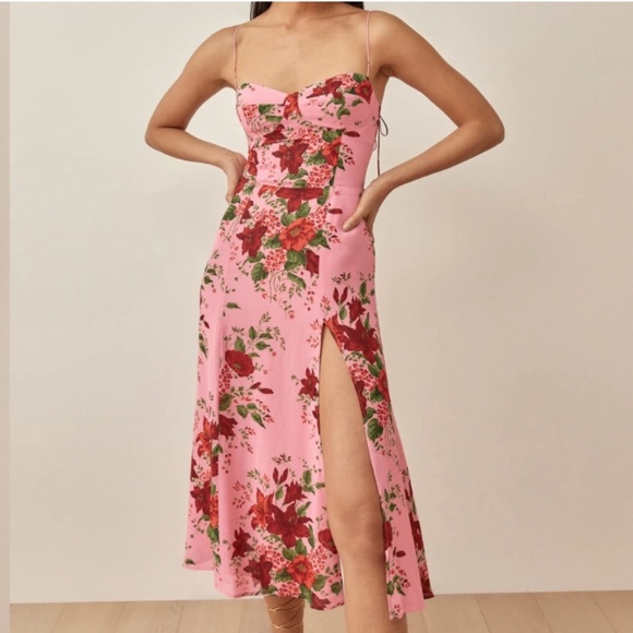 Reformation Dresses & Skirts - Reformation Juliette Side Slit Midi Dress in Valeria Pink Floral